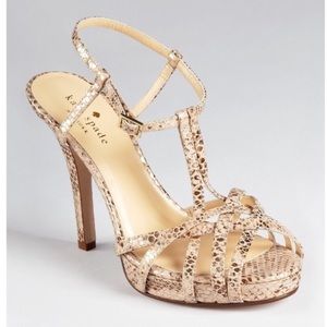 Kate Spade Nude Rose Gold Snake Print Heels
